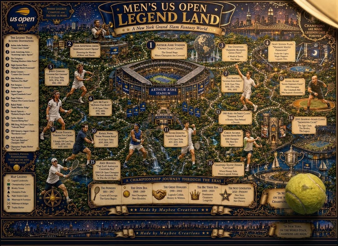 US Open Men's Legend Land map print